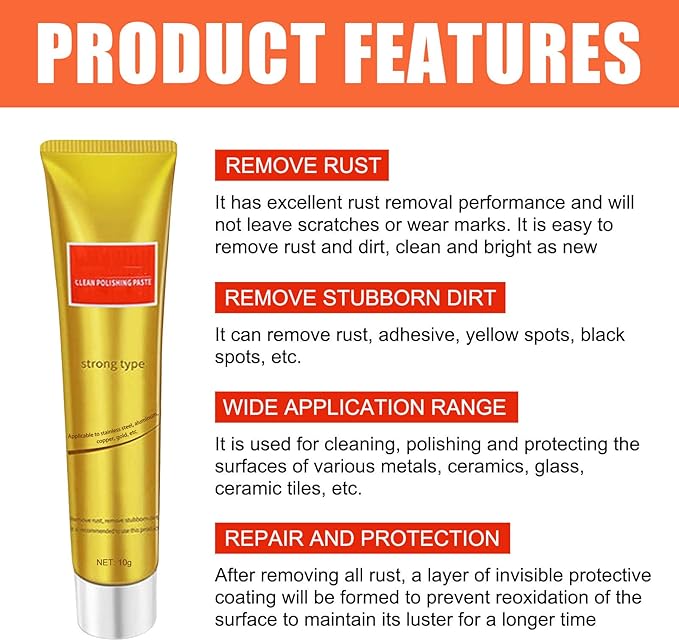 2023 New All Metal Polish Cream,Metal Polishing Paste,Multifunction Rust Remover For Kitchen Stainless Steel/Aluminum/Brass/Copper (1pc)