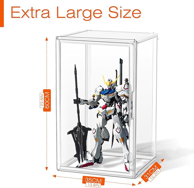1 Pack Extra XXXXX-Large 13.8”x 12.2”x 23.6" Acrylic Display Case Long Tall Boot Shoe Storage Box Clear Giant Figure Collection Showcase with Magnetic Lid
