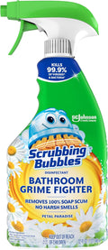 Scrubbing Bubbles Bathroom and Shower Cleaner Disinfectant Spray, Foaming Action Bathroom Grime Fighter, Petal Paradise Scent, 32oz