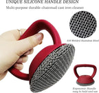 MEIXINZHI Cast Iron Cleaner, Chain Mail Scrubber & Pan Grill Scrapers - 2 in 1 Cast Iron Skillet Cleaner (red, with mat)