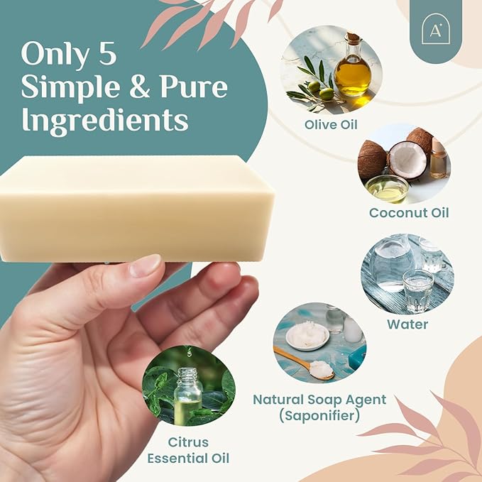 All Natural Dish Soap Bars - Bar Soap for Dishes, Biodegradeable Dish Soap Block, Kitchen Soap, All Natural Non Toxic, Low Waste Kitchen Dishwashing Bar Soap-Citrus Scent (1 Pack, 6.3oz)