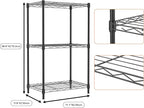 M MZG 3 Tiers Shelf Metal Storage Shelves Wire Rack Closet Organizers with Wheel for Garage Kitchen Bathroom Laundry Black 11.8" D x 17.7" W x 28.8" H