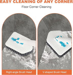 Long Handled Scrub Brush for Shower,3-in-1 Cleaning Brushes with 3 Different Function Cleaning Heads Brush for Shower Cleaning Bathroom Kitchen Walls Tub Tile (White)
