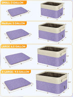 BALEINE 2 Pack Fabric Storage Bins for Shelves, Linen Storage Baskets for Organizing, Decorative Closet Bins for Clothes, Home (Lavender, 17''x13''x10.5'')
