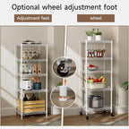 Golpart Small 5 Tier Shelves Storage Wire Shelving Unit Metal Shelf Adjustable Organizers Storage Shelving with Wheels for Bathroom Laundry Room Kitchen Pantry12”D x 18”W x 57.2”H White