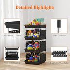 Lifewit Plastic Stackable Storage Baskets, 4 Tier Stacking Bins for Food and Clothes, Multifunctional Organizer for RV, Kitchen, Playroom, Pantry, Black, 35 x 30 x 72 cm/14 x 12 x 28 inch, 2 Pack