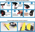 Rechargeable Window Vac, Power Window Vacuum Cleaner Set, Window Squeegee Electric Cleaning Tool for Windows, Tiles, Mirrors, 200ml Water Tank