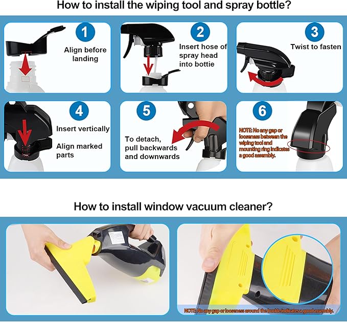 Rechargeable Window Vac, Power Window Vacuum Cleaner Set, Window Squeegee Electric Cleaning Tool for Windows, Tiles, Mirrors, 200ml Water Tank