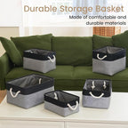 Storage Baskets for Shelves 11.8x7.9x5.2 Inch-Foldable Fabric Organizing Storage Bins with Handles, Closet & Bathroom Organizer, Home Storage for Kitchen, Office (1-Pack, Black&Gray)