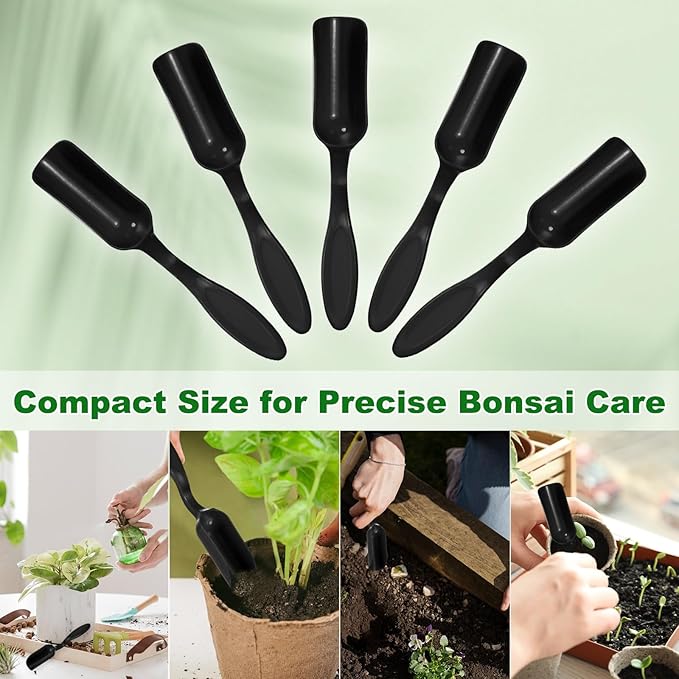 10-Pack Mini Gardening Shovel Spoons, Plastic Garden Soil Scoops for Cultivation Digging Transplanting/Flower Planting/Plant Succulent, Colorful Small Gardening Tools [Black]
