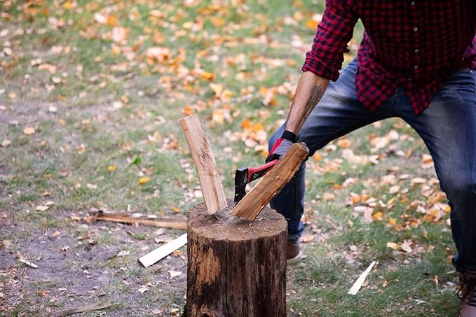 INTERTOOL Hatchet for Chopping Wood and kindling - Small Hand Axe for Camping Firewood - 15” Survival Ax - with Shock-Absorbing Fiberglass Anti-Slip Handle HT-0261