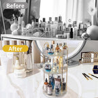 Asayuee 360 Rotating Makeup Organizer,3 Tier Large Capacity Make Up Organizers and Storage,Skincare Perfume Vanity Organizers,Bathroom Cosmetics Storage Organizer Countertop (Clear-3 Tier)