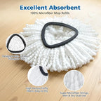 4 Pack Spin Mop Replacement Head Spin Mop Refills Compatible with O Ceda EasyWring 1-Tank System, 100% Microfiber Mop Cleaning Machine Washable Spin Mop Head for Easywring 1 Tank System, White