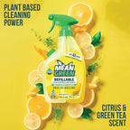 Mean Green Refillable Ultra Powered Multi-Purpose Cleaner Concentrate, Citrus & Green Tea, 14.3 fl oz (2-Pack) – Plant & Mineral Based, Cuts Through Grease & Grime, Refillable Bottle Makes 4X Refills