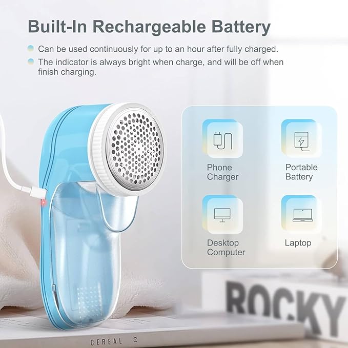 Fabric Shaver, Lint Remover for Clothes, Electric Lint Remover with 3 Replaceable Blades, Removes Fabric Pills, Rechargeable Sweater Defuzzer Pill Remover, Depiller Effectively Remove Pills, Lint