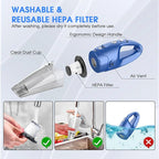 YOOHI Handheld Vacuum Cordless Rechargeable – 6000Pa Mini Hand Held Vacuum, LED Light, 20–25 Mins Runtime, USB Charging, 500ML Cup – Lightweight Small Vacuum Cleaner Cordless for Car/Office/Home