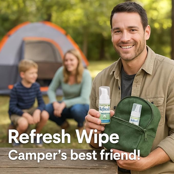 Refresh Liquid Wipe: Toilet Paper Foam Dispenser Refill | Eco-Friendly Flushable Wet Wipe Alternative with Witch Hazel and Aloe | 8 oz Refill