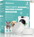 Heavy Duty Washing Machine Cleaner Tablets, Deep Cleaning For High Capacity HE, Front Loader & Top Load, Removes Pet Hair, Odors, Formulated for Pet Owners, 6 Month Supply, 6 XL Tablets, 40G