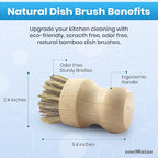 Unscented Dish Soap Liquid Hypoallergenic Cleaning Pack with 1 Natural Sisal Dish Scrub Brush & 2 Unscented Clear Liquid Dishwashing Soap With Biodegradable Formula (3 Items)