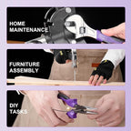Tool Kit: 139 PCS Cordless Drill Set with Li-Ion Battery, 8V Power Drill with Type-C Charging, Portable Basic Home Tool Set for DIY Projects (Purple-A)