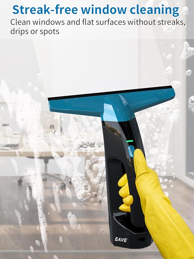 Rechargeable Window Vac, Electric Window Vacuum Squeegee, with 11 in. Squeegee Blade & 200ml Water Tank, Cordless Window Vacuum Cleaner Set for Cleaning Windows, Shower Doors, Mirrors, Tiles