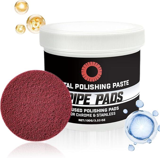 Metal Polish Paste, Beginner-Friendly Process, 5.7x6.3cm, Pipe Dream Infused Polishing Pad, Rust Remover Cleaner, Use at Ease, For Removes Oxidation Discoloration
