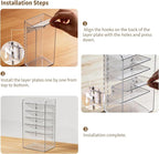 PAVSTINE Medicine Cabinet Organizer with Adjustable Dividers, Clear Vertical Layered Backward Slanting Shelves for Pressed Powder/Lip Gloss/Mascara Storage (5-Tier Gentle Slant)