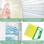 Geiserailie 3 Pieces Blind Cleaner Duster Tool 7 Finger Dusting Cleaner for Window Venetian Washable Mini Brush Hand Held Tool for Air Conditioner Dust Dirt (3 Colors)