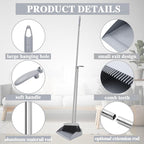 Tioncy 8 Set 16 Pcs Broom and Dustpan Set 53 Inch Broom with Dustpan Combo with Long Handle Upright Stand up for Office Home Kitchen Lobby Floor Cleaning
