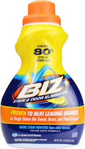 Biz Detergent Stain and Odor Eliminator, 50 oz Liquid Laundry Booster – Powerful Stain Remover for Clothes, Activewear, and Household Fabrics