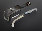 Hand Forged Carbon Steel Machete Billhook Sickle Knife | Yard Work | Tree Cutting | Brush Clearing Garden Tool | Leather Cover with Belt Loop (BHC3)