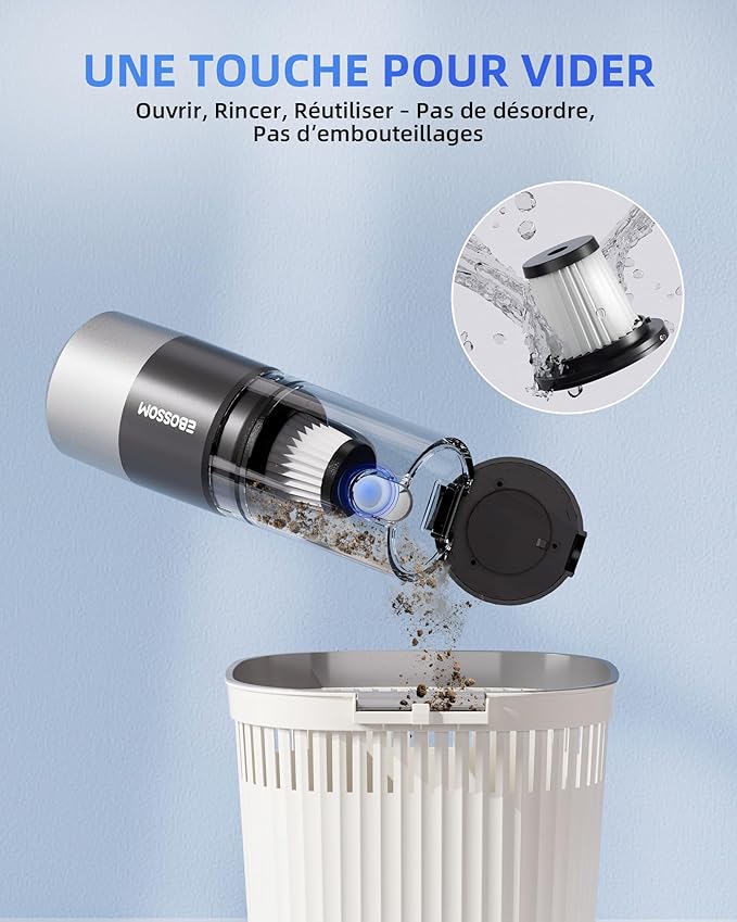 Mini Car Vacuum with 17000Pa High Power Suction,Portable Handheld Vacuum Blow & Suction,4 in 1 Cordless Small Vacuum Cleaner for Car,Home,Office,PC.Air Duster for Quick Cleaning of Small Areas