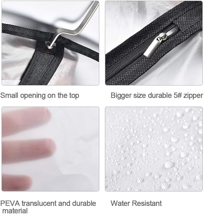 HomeClean Hanging Garment Bag (Set of 6) Lightweight Clear Full Zipper Black Dress Bags PEVA Garment Breathable Bags Cover for Closet Clothes Storage (24'' X 60'', Black)