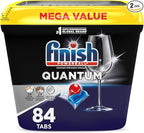 Finish Quantum Dishwasher Pods, No Pre-Rinse Dishwasher Detergent Soap Removes 24HR Dried-On Stain and Grease, Leaving a Virtually Spotless Shine,168 Count, Pack of 2