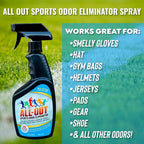 All-Out Sports Odor Eliminator Spray & Deodorizer | Perfect for Smelly Gloves, Hat, Bags, Helmets, Jerseys, Pads, Gear, Shoe & All Other Odors.| Best Formula | 24 oz Spray Bottle (AO503) | Fresh Scent