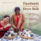 Fluff Ewes Wool Dryer Balls 6 Pack Premium New Zealand Wool Laundry Balls for Dryer, No Static Dryer Balls Laundry Reusable Cute, XL Wool Dryer Balls Cute, Baby Dryer Balls for Dryers - Marble