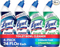 Lysol Toilet Bowl Cleaner, Max Strength Bathroom Cleaning Supplies, Toilet Bowl Cleaner Clinging Gel, Disinfecting and Deodorizing, Bleach Free, Atlantic Fresh + Forest Rain 24 oz (4 ct)
