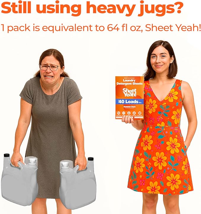 Laundry Detergent Sheets Eco-Friendly, Hypoallergenic, Gentle on Skin, Highly Concentrated, Wash (Summer Daze, 20 Sheets (40 Standard Loads))