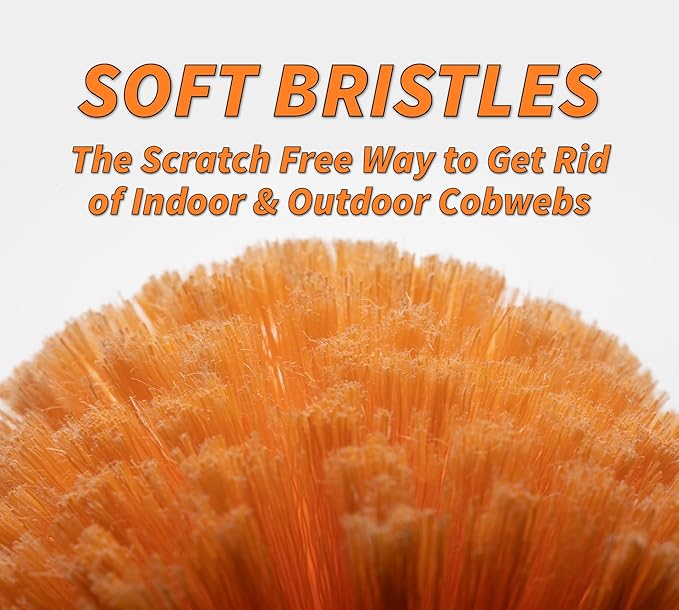 18-48״ Cobweb Duster with Extension Pole Outdoor & Indoor // Cobweb Brush and Spider Web Remover for Outside & Inside Use // Spider Brush with Lightweight & Sturdy Telescopic Extension Pole
