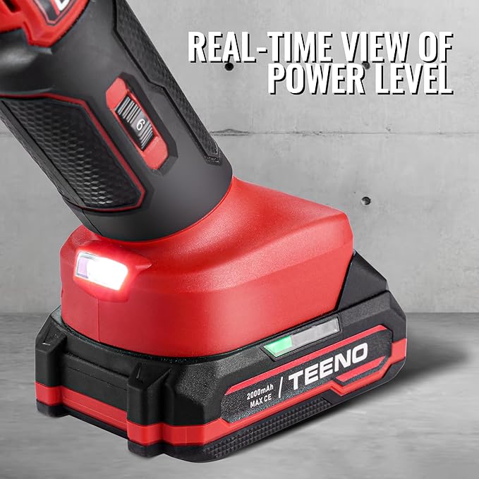 TEENO 20V Cordless Oscillating Tool with Battery, Oscillating Multi Tool with 6 Variable Speeds, Quick-Lock Change System, 4° Oscillation Angle, 26PCS Multitool Blades & Carrying Bag for DIY Projects