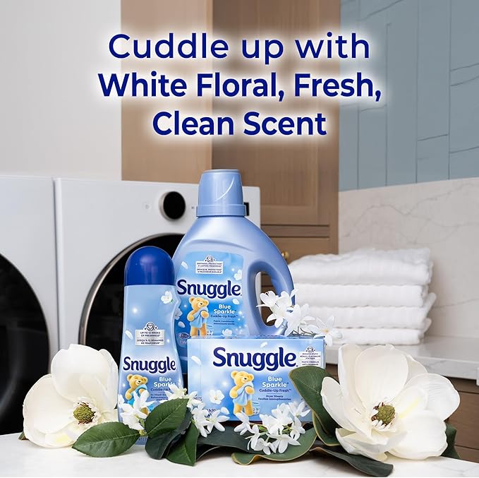 Snuggle In Wash Scent Booster, 21 Oz, Pack of 4, Blue Sparkle, Laundry Beads for Long-Lasting Freshness, Fragrance Enhancer for Clothes, Bedding & Activewear, HE Safe
