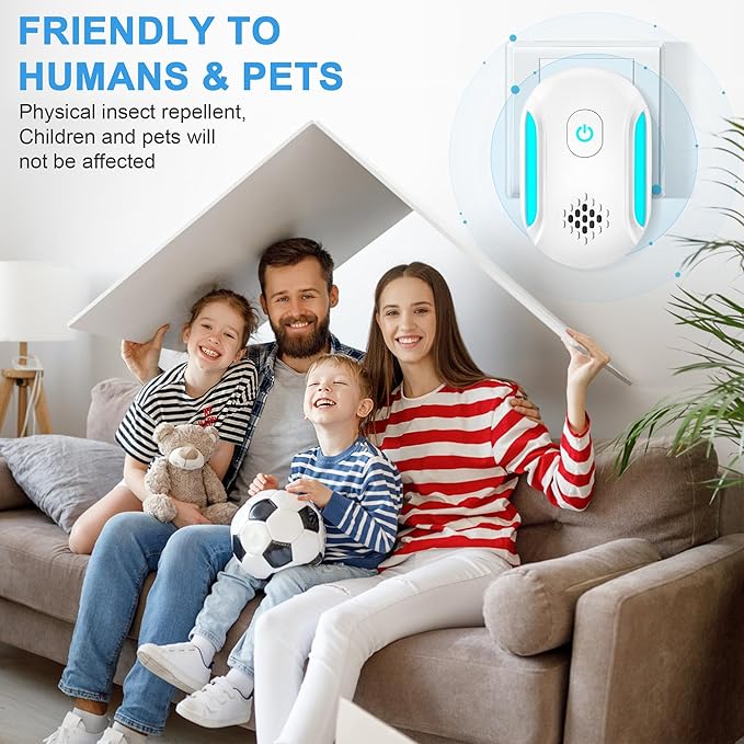 [2025 Upgraded] Ultrasonic Insect & Pest Indoor Repeller, Plug-in Control Electronic Repellent for Roach, Mouse, Rodent, Bugs, Mosquito, Spider, Mice, Ant, 2 Mode Switching (6 Pack)