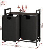 Kitstorack Laundry Basket Organizer, Laundry Hamper with Shelf & 2 Pull-Out Removable Bags, Dirty Clothes Hamper Organizer for Laundry Room Bathroom and Dorm, 2 x 11.8 gallons (44.5L)