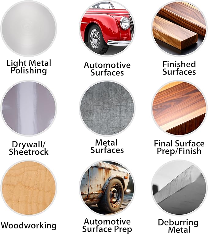 5" Abrasive Pad Hook & Loop Round Non-Woven Surface Prep Discs, Polish Wood, Strip Paint, Remove Rust, Deburring, Oxidation, Coarse, Medium, Fine Scuff Pads - 240 320 800 Grit - 16 Pack (Assorted)