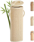 Bamboo Toilet Paper Storage Basket with Lid & Handle - 10L Handwoven Bathroom Organizer for 4 Rolls - Sturdy Stand Holder for Toilet Paper Organization, Light Natural