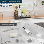 Consumest Sponge Holder for Kitchen Sink - Sink Caddy Organizer with Water Absorbing Stone Tray, Detachable Brush Holder, Stainless Steel Kitchen Counter Organizer Rack, Bronze