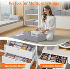 TasticTotes Drawer Organizer Clothes, 16 Pack Drawer Organizers and Underwear Organizer for Nursery, Dividers Clothes Organizer, Closet Organization and Foldable Storage Bins for Socks, Bra, Tie, Grey