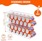 SCAVATA 2 Pack Soda Can Organizer for Refrigerator, Stackable Canned Food Pop Cans Container Can Holder Dispenser with Lid for Fridge Rack Freezer, Clear Storage Bins-Holds 12 Cans Each (Clear)