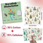 Christmas Swedish Dishcloths for Kitchen - 6PCS Christmas Forest Swedish Cloths for Washing Dishes, Santa Reusable Dish Towels, Pine Tree Washable Cleaning Sponge Gifts for Home Quick Drying