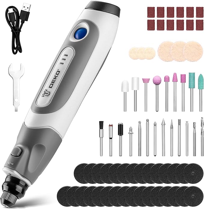 Mini Cordless Rotary Tool:DEKOPRO 3.7V Rotary Tool Variable Speed Display with Type-C Charging, Power Rotary Tool with 70 Accessories for Sanding, Engraving, Polishing, Drilling, Cutting, DIY (Blue)